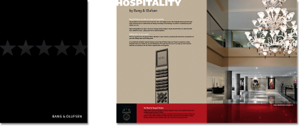 Annoncering, brochurer, bøger, direct marketing, præsentationsmateriale etc. for Bang & Olufsen Hospitality, dan boje design, dan boje, dan boje design og kommunikation, bang og olufsen, bang & olufsen