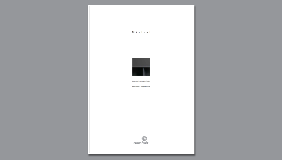 brochure, tryksager, møbelbrochure, hammel furniture, hammel, hammel møbler, mistral, møbelserie møbelserien mistral, møbler, reol, reoler, design, graphic design, grafisk design, dan boje, dan boje design